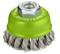Bosch 1x PRO Stainless Steel Heavy Cup Brush Knotted Wire, M14 Thread | for Non-ferrous metals, Steel, Ø 65 mm, Professional Accessory Small Angle Grinder