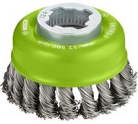 Bosch 1x PRO Stainless Steel Heavy Cup Brush Knotted Wire, X-Lock | for Steel, Ø 75 mm, Professional Accessory Small Angle Grinder