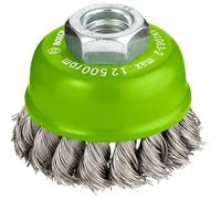 Bosch 1x PRO Stainless Steel Longlife Cup Brush, Knotted Wire for Small Angle Grinder and M14 Thread (for Non-ferrous metals, Steel, Ø 65 mm, Professional Accessory Small Angle Grinder)