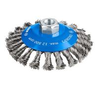 Bosch 1x PRO Steel Longlife Bevel Brush, Knotted Wire for Small Angle Grinder and M14 Thread (for Steel, Ø 115 mm, Professional Accessory Small Angle Grinder)