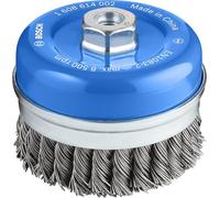 Bosch 1x PRO Steel Longlife Cup Brush, Knotted Wire for Large Angle Grinder and M14 Thread (for Steel, Ø 100 mm, Professional Accessory Large Angle Grinder)