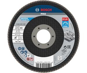 Bosch 1x PRO X571 Flap Disc, Angled Version, Fibre | for Steel, Stainless steel, Grit 80, Professional Accessory Small Angle Grinder