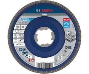 Bosch 1x PRO X571 Flap Disc, Straight Version, X-Lock | for Steel, Stainless steel, Grit 80, Professional Accessory Small Angle Grinder