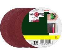 Bosch 2607019497, 25 Random Orbit Sanding Sheets of 125 mm, 80-240 Grit, Red