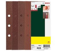 Bosch 25 Sanding Sheet Set for Orbital Sanders, B&D Hole, 60-240 Grit, 93x230mm