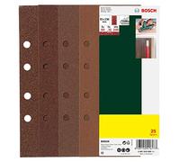 Bosch 25x Mixed Sanding Sheets (Grit 60/80 / 120/240, 8 holes, 93 x 230 mm, Accessories for Orbital Sanders)