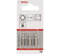 Bosch TORX Driver Bit T20 2607001611 - Extra Hard 25mm - Pack of 3