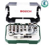 Bosch Powertool Accessories 2607017322 Screwdriver Bit And Ratchet Set 26 Piece