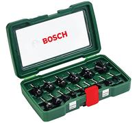 Bosch 2607019468 15-Piece Carbide Router Bit Set (for Wood, 1/4-Inch Shank, Accessories for Routers), Silver/Black