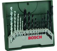 Bosch 2607019675 15-Piece Mini-X-Line Twist Drill Bit Set (Wood, Masonry and Me