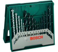 Bosch 2607019675 15-Piece Mini-X-Line Twist Drill Bit Set (Wood, Masonry and Metal, Accessories for Drills) , Silver/Black , 157mm x 150mm x 20mm