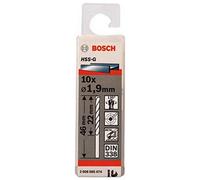 Bosch 2608585474 Din338 HSS-G Metal Drill Bit, 1.9mm x 22mm x 46mm, Silver, Pack of 10