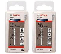 Bosch 2608595060 Din338 HSS-G Metal Drill Bit, 4.2mm x 43mm x 75mm, Silver (Pack of 2)