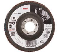 Bosch 2608608263 Angulated Flap Disc for Stainless Steel, 0 V, Black, 115 mm