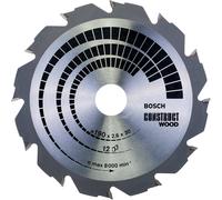 Bosch 2608640633 Wood Construct Circular Saw Blade, 190mm x 2.6mm x 30mm, 12Teeth, Silver