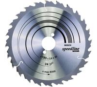 Bosch 2608640801 Speedline Wood Circular Hand Saw Blade, 190mm x 2.6mm x 30mm, 24 Teeth, Silver