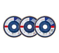 Bosch 3-Piece Flap Sanding Discs Set X431 Standard for Metal (for Steel, Cast Iron, Sheet Steel, Straight, Diameter 115 mm, Grit 40/60/80, Professional Accessories Angle Grinder)