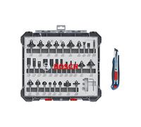 Bosch 30-Piece Cutter Set with Cutter Knife (for Wood, Diameter 8 mm Shank, Professional Accessories Router)