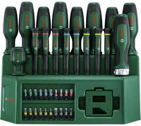 Bosch 39 Piece Mixed Screwdriver Set Ratchet Precision Bits Workbench Stand