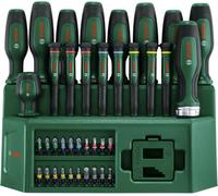Bosch 39 Piece Mixed Screwdriver Set Ratchet Precision Bits Workbench Stand