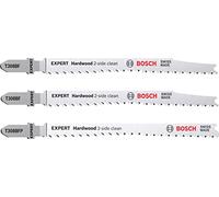 Bosch 3x EXPERT Hardwood 2-side clean Jigsaw Blade Set (for Plastic coated boards, Kitchen countertop, Length 117 mm, Professional Accessory Jigsaw)