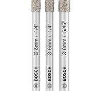 Bosch 3x PRO Ceramic dry Drill Bit Set, Cylindrical Shank | for Tiles, Hard Ceramic Tiles, Ø 6,00, 6,00, 8,00 mm, Professional Accessory Impact Drill/Driver, Drill Drivers