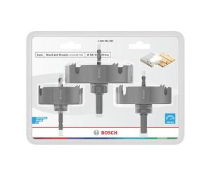 Bosch 3X Wood and Drywall arbored Hole Saw Set with Pilot Drill | for Drywall, Softwood, Ø 68, 86, 100 mm, Professional Accessory Drill Driver