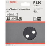 Bosch 5x PRO F355 Sanding Disc | for Concrete, Hard stone, Grit 120, Professional Accessory Random Orbital Sander