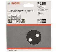 Bosch 5x PRO F355 Sanding Disc | for Concrete, Hard stone, Grit 180, Professional Accessory Random Orbital Sander