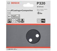 Bosch 5x PRO F355 Sanding Disc | for Concrete, Hard stone, Grit 320, Professional Accessory Random Orbital Sander
