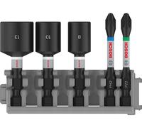 Bosch Impact Control PH2, PZ2 Screwdriver Bit & Tek Nut Set 5 Piece