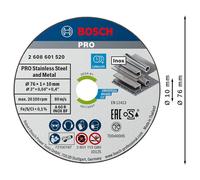 Bosch 5x PRO Stainess Steel and Metal Speed Thin Cutting Disc for Mini Angle Grinder and Bore 10 mm (for Steel, Stainless steel, Ø 76 mm, Professiona