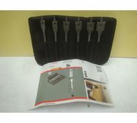 BOSCH 6PCE FLAT WOOD BIT SET + CANVAS ROLL 2608587793