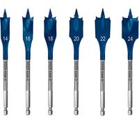 Bosch Professional 6x Expert SelfCut Speed Spade Drill Bit Set for Softwood, Chipboard, 14-24 mm, Accessories Rotary Impact Drill
