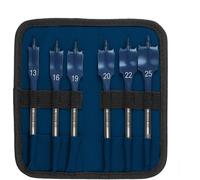 Bosch 6 Piece Self Cut Speed Flat Wood Drill Bit Hex Shank 13 - 25mm Blue Bits