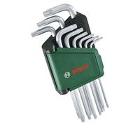 Bosch 9-Piece Torx Key Set (Multi-Tasking Torx Keys Made of S2 Steel; TX8-TX40; Long Arm; Rust-Protected Surface, Storage Clip)