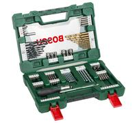 Bosch 91 pcs. Titanium Drill and Screwdriver Bit Set V-Line (for Wood, Masonry and Metal, Including Ratchet Screwdriver and Magnetic Rod, Accessories