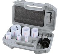Bosch 9X Multi Material Threaded Hole Saw Set (for Steel, Drywall, Ø 19, 22, 29, 38, 44, 57 mm, Professional Accessory Drill Driver)