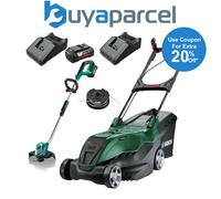 Bosch Advanced Rotak 36v-40-650 36v Cordless Lawnmower 42cm & Trimmer 2x Batts