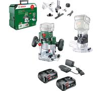 Bosch ADVANCEDTRIMROUTER 18V-8 P4A 18v Cordless Trim Router with Plunge Attachment 2 x 2.5ah Li-ion Charger Case