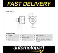 BOSCH 0986043890 Alternator 184mm Length 28V Fits MERCEDES-BENZ JOHN DEERE