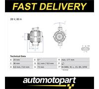 Bosch Car Alternator 12V fits Scania 4 - Series 1999-2004