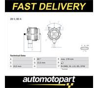 Bosch Car Alternator 12V fits Man Tga 2002-2012