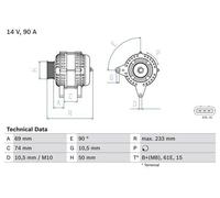 Alternator with multi-belt pulley 0 986 040 390 BOSCH for BMW 5 5 Touring 3 X5