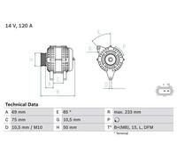 Alternator with multi-belt pulley 0 986 041 810 BOSCH for BMW 5 7 5 Touring 3