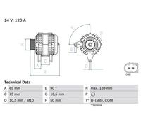 BOSCH Alternator for BMW Z4 i M54256S5/M54B25 2.5 (12/2002-12/2005) Genuine