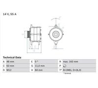 BOSCH Alternator for Iveco Daily 45-10 8140.27 2.5 (09/1989-04/1996) Genuine