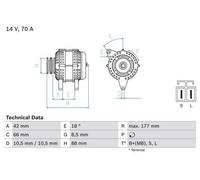 BOSCH Alternator for Mazda B2500 Turbo MD25TI 2.5 (06/1999-06/2006) Genuine