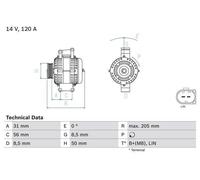 Bosch Alternator 0986049010 12V Fits Mercedes-Benz Sprinter 3-T, Sprinter 3.5-T, Viano