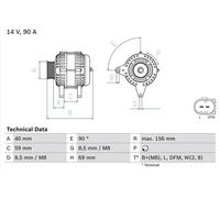 BOSCH 0986046050 Alternator Fits Mercedes-Benz V-Class Vito Nissan Cabstar E VW